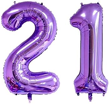 Балони XLOOD Номер 21 и 32-инчов Цифров Балон Азбука 21 Балони на Рожден Ден на Фигура 21 Гелиевые балони Големи балони за Парти по случай рожден Ден, Сватба моминско парти