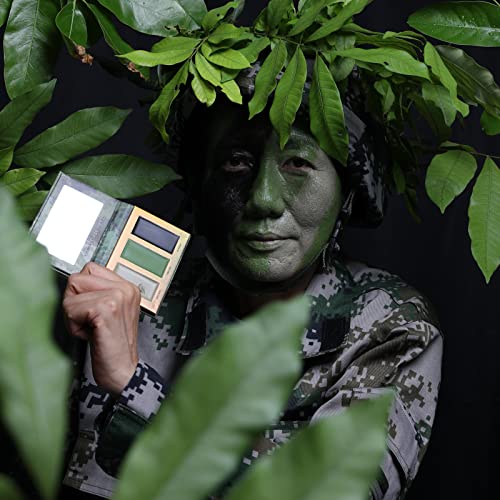 Палитра на бои за лице Paminify Хелоуин Green, Black, 3 Цвята, Боя за тяло с Огледално покритие, Камуфлаж