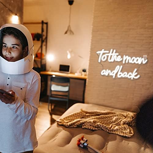 FAXFSIGN на Луната и Обратно, Неонова реклама с Бяла Led Лампа Знаци за Декора на Стените Usb Луната Неонови