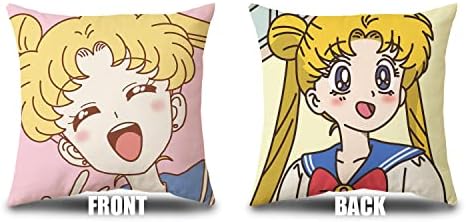 G-Ове Мультяшная Матросская Мека Възглавница, Калъф Sailor Moon, Декоративна Квадратна Калъфка за възглавница, Комплект с