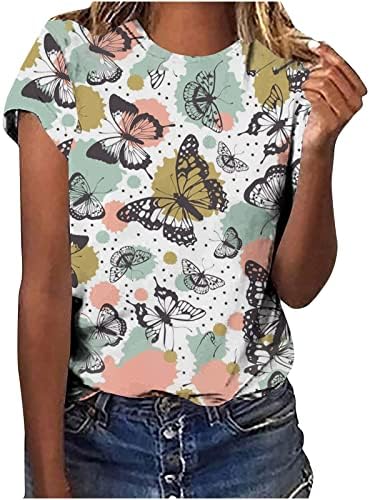 Дамски Дрехи, Мода Къс Ръкав през Цялата Силует на Скромен Обяд Топ Риза Лято Есен в памучна Блуза за Дами