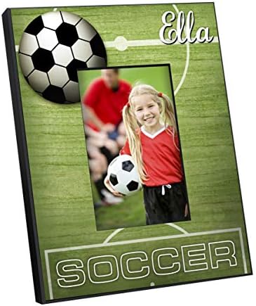Персонални детска Спортна рамка 4 x 6 с име - Уникален Спортен подарък за Празник, Коледа или рожден Ден момчета и момичета (Футболен дизайн)
