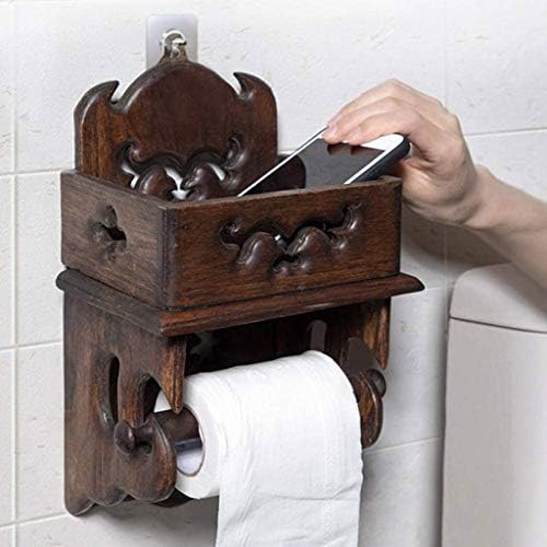 WSSBK Дървена Поставка за Хартиени Кърпи, Поставка За Тоалетна хартия, Кутия За Тоалетни Кърпички Притежателя на Ролка Тоалетна хартия за Баня Без Перфорация