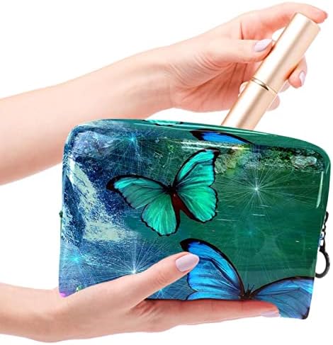 TBOUOBT Косметичка за Жени, козметични чанти, Голям Чанта за Тоалетни Принадлежности, Подарък за Пътуване, Пейзаж Цвете Пеперуда