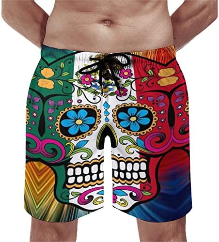 Мъжки Летни Плажни Шорти Mexican Sugar Skull, Спортни Топене
