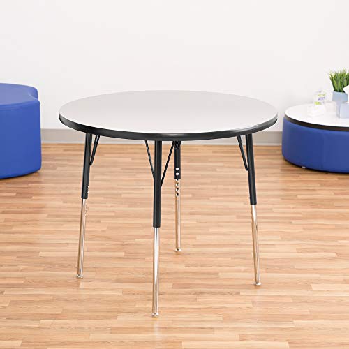 Кръгла маса за практикуване на търговски мебели Norwood с регулируема височина, диаметър 36 см, Сиво/черен, NOR-RCERD36C-GBK