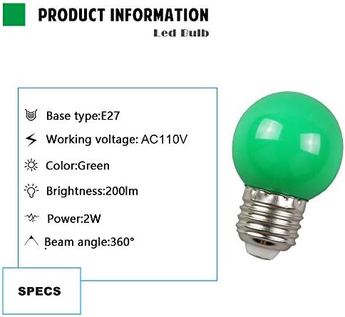 Зелените светлини Huamu, Декоративно led Лампи G45, 2 W (Еквивалент на 20 W) 120 В, Цокъл E27 100лм, Цветни Крушки за Хелоуин,