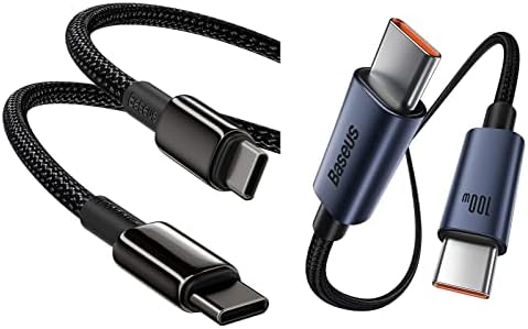 Baseus 100W PD 5A QC 4.0 Кабел за бързо зареждане на USB C-C USB и 100W USB кабел C-C USB с дължина 6,6 фута