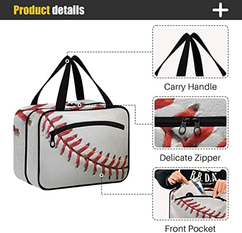 Sinestour Бейзболна Кожена чанта за Тоалетни принадлежности за Жени, Косметичка за Пътуване, Органайзер с Извънбордов