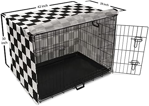 Foldout Геометричен калъф за клетка за кучета, Карирани Украшение във формата на Квадрати в клетката, Постоянно стил,