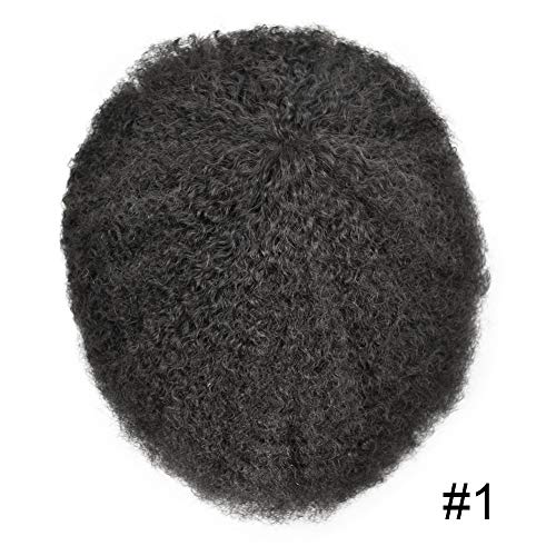 Къдрава Перука в стил Афро За африканските черни Мъже, Пълен с Перука от Полиамид, Вълнообразни Черни Бразилски Косата, Инжекционни изкуствена коса, изработени от ?