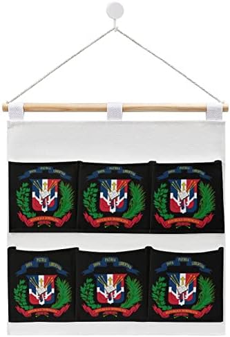 Герб, знаме на Доминиканската Република, Стенен шкаф, подвесная чанта за съхранение, 6 джобове, лен памук органайзер над