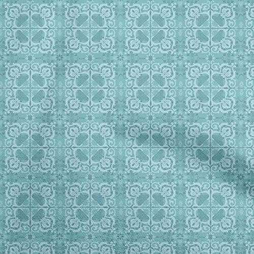 oneOone Памучен Батистовая Светло Синя Кърпа Азиатската Плочки Традиционни Занаяти Декор Плат с Принтом Двор ширина 56 см-8025