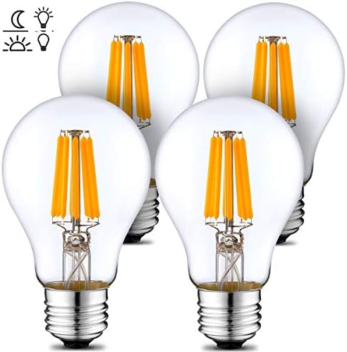 4 Опаковки от led лампи за външно осветление от здрач до зори 8w (еквивалент на 75 W) 2700 Към Топлите бели Крушки с датчик за Автоматично включване/Изключване на лампи за в