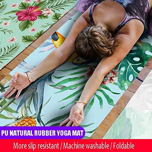 Преносим килимче за йога с дебелина 183*68 см * 1 мм от естествена гума за велур с цветни модел, нескользящий подложка за упражнения Пилатес (розов цвят)