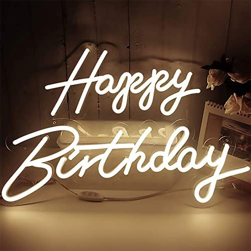 MYAOU 58x41cm Потребителска Неонова реклама Happy Birthday Led Прозрачна Акрилна Неонова Светлинна Табела Led Light Party е