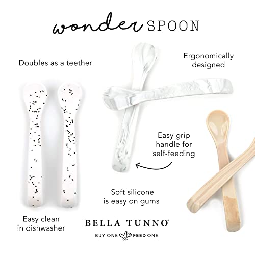 Bella Tunno Wonder Spoons - Набор от меки бебешки лъжички, Безопасен за никнене на млечни зъби и лъжички за деца, Силиконова