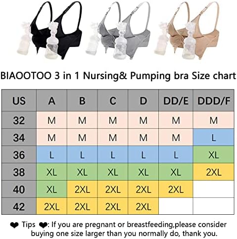 Сутиен за сцеживания BIAOOTOO Hands Free, 2 комплекта Регулируеми молокоотсосов голям размер за задържане на гърдите си и сутиен за кърмене, подходящ за повечето молокоотсо