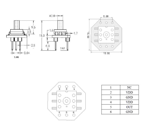 RedTagCanada 3,3-5 В Цифров Модул, сензор за налягането на контрольор карта на нивото на течна вода 0-40 kpa, Датчик за налягане на въздуха за Arduino САМ KIT Pi 2 3 (5, Датчик за налягане
