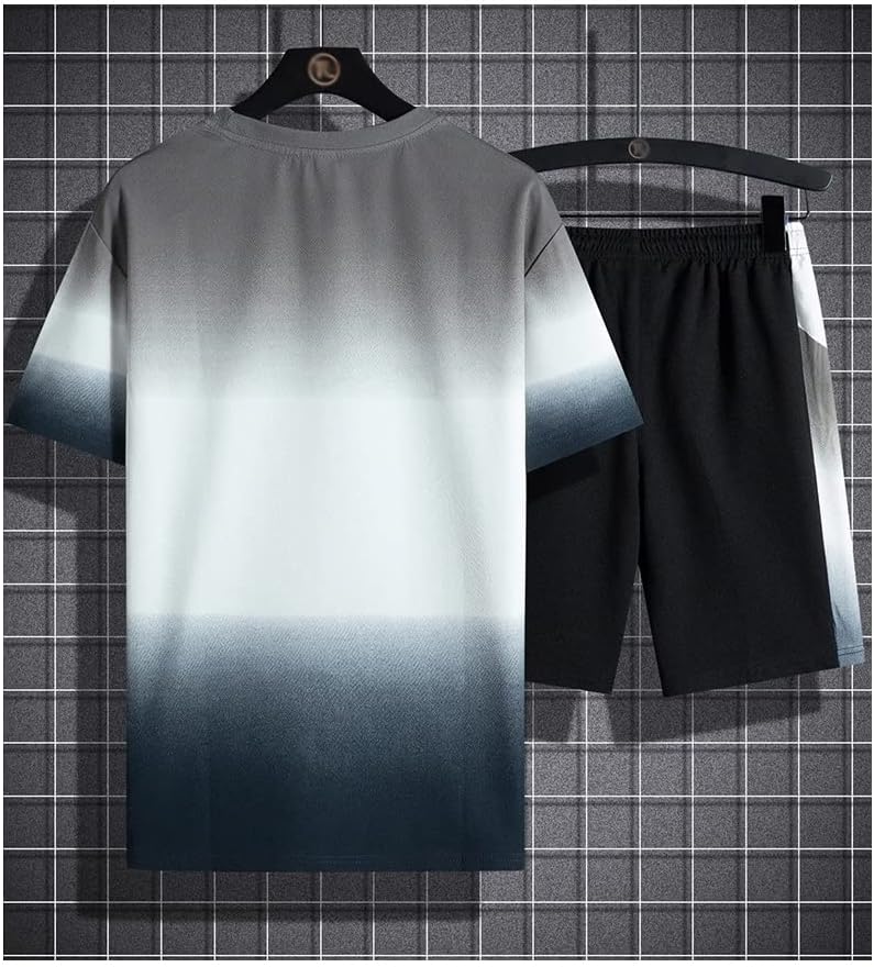 WSSBK Мъжка Тениска с Къси панталони, Комплект Летни и спортни облекла, тениски с Къси панталони, Спортни облекла (Цвят: A, Размер: Код L)