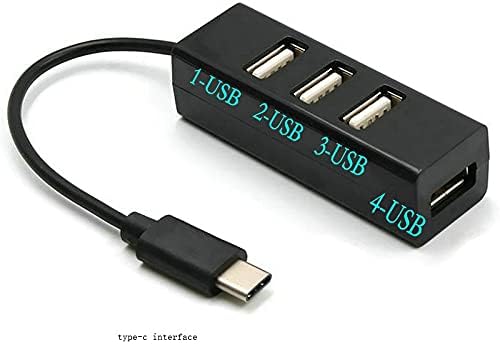 SXYLTNX Type-C 4-портов USB 3.0 Хъб USB 3.1 Адаптер за Директна Доставка на Адаптер за зарядно устройство Кабел Конвертор (Цвят: черен)