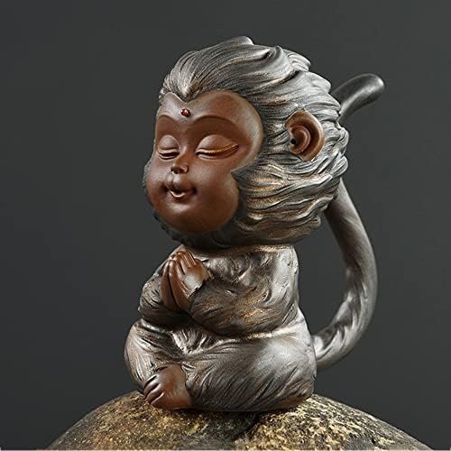 RAHYMA Weiping - Лилава Глина/Zisha Tea Пет, Китайски Статуетки на Маймунката Чи Тиен Да Шен Укун, Украса за Дома и офиса,