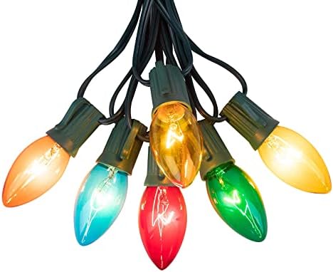 Lxcom Lighting C9 Сини Лампи с нажежаема Жичка, 7 W, Коледни Сменяеми лампи E17, Лампи за Свещи с Междинна Причина, Прозрачно Стъкло AC120V за вътрешна украса на градината в задни?