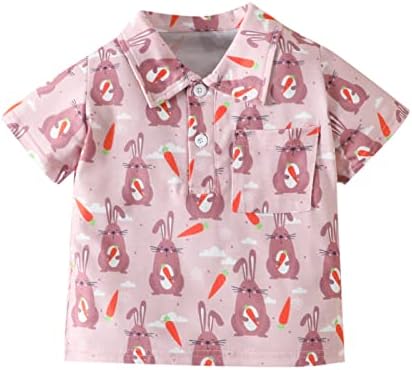 Бързосъхнеща Къса Тениска За Малки Момчета И Момичета С Къс Ръкав За Великден С Модел На Заек От Анимационни, Детски