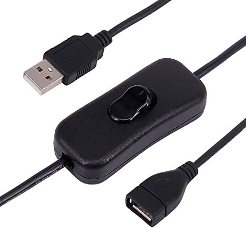 USB кабел Qaoquda с ключа, Удължител от мъжа към жената от 2 комплекта USB, Вграден Кулисный превключвател за включване/изключване на Видео, USB вентилатор Led лента-20 см /8 инч
