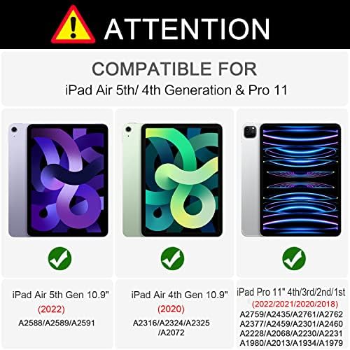 Калъф ZoneFoker за iPad Air 5-ти / 4-то поколение, калъф за iPad Pro 11 см (4-ри / 3-ти / 2-ри), Поставка за гледане