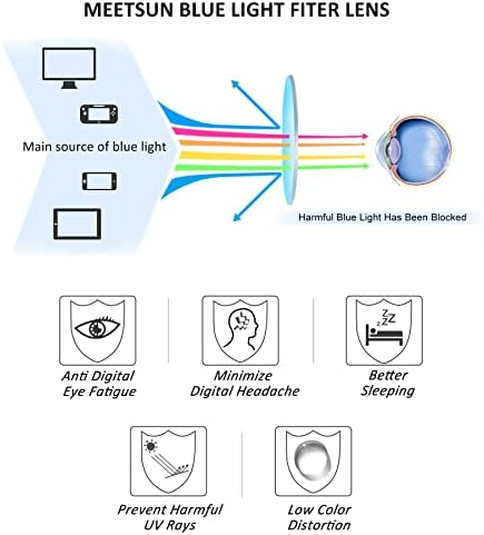 MEETSUN Големи Очила с блокиране на синя светлина Женски Компютърни очила (Цвете Z * C195)