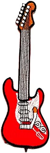 Kleenplus 3 бр.. Червена нашивка за китари, музикална нашивка за електрически китари, мультяшная нашивка с желязо, бродирана апликация, пришитая нашивка за дрехи, дънки, ?