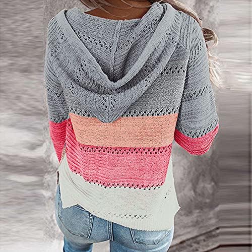 Hoody ZEFOTIM с цип, дамски пуловер с качулка в цвят блок с цип, жилетка с дълъг ръкав, блузи