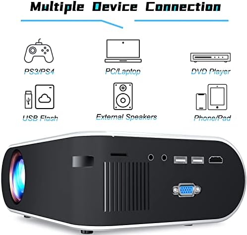 Мини проектор GooDee WiFi Шрайбпроектор, с цел Синхронизиране на екрана на смартфон с поддръжка на 1080P и 200'