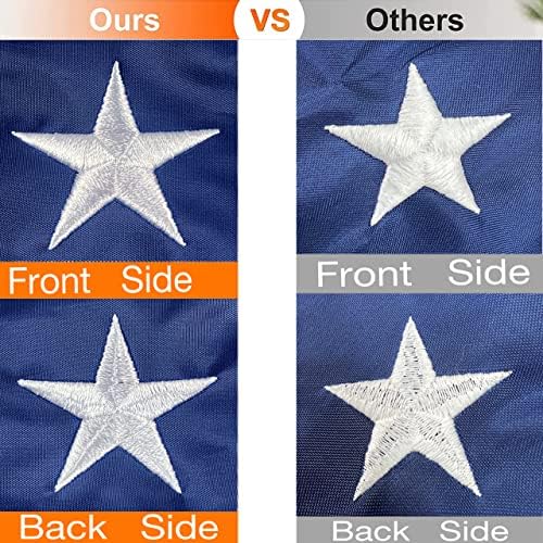 QLASH Американски флаг за улицата 3x5 фута, Бродирани Звезди, Направено в САЩ, по-Големи знамена на САЩ за