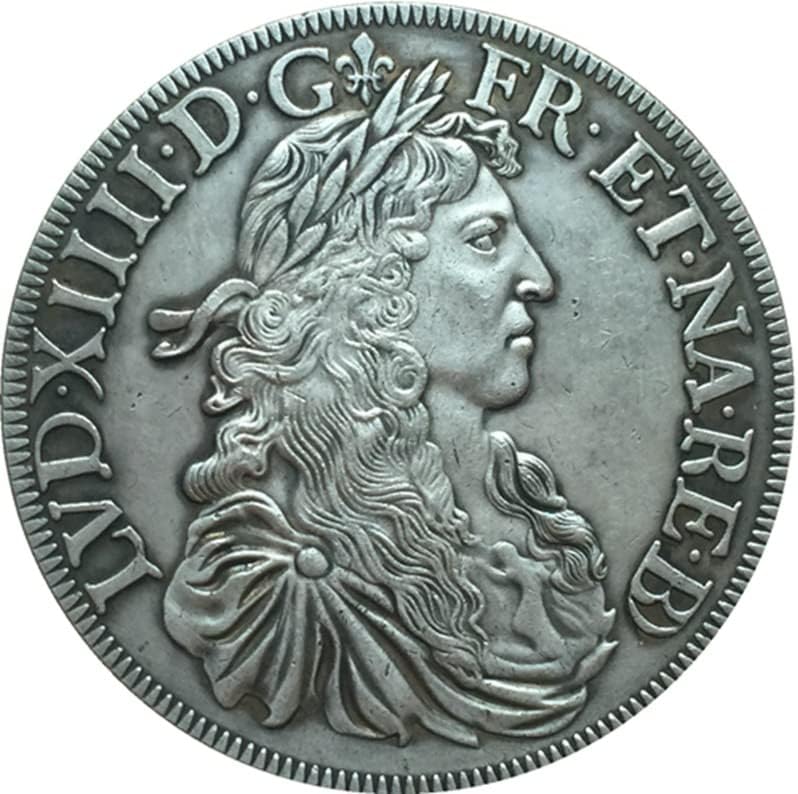 1675 Френски Монети От Чиста Мед със сребърно покритие Антични Сребърни Доларови Монети, Колекция от ръчно изработени изделия,