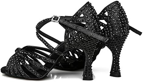 Дамски, Класически обувки за латино танци с блестящи кристали HIPPOSEUS - Сандали за Балните танци на Сватбеното парти с Препратка Джапанки, модел 429