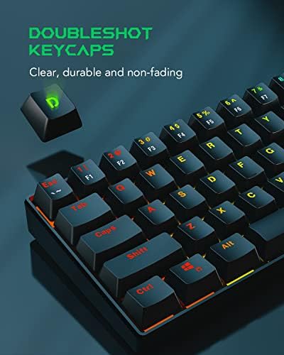Ръчна Детска Клавиатура Black Shark 60%, мини Жични клавиатура с подсветка RGB и сини стрелки, Напълно Програмируеми