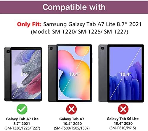 Калъф Hoidokly за Samsung Galaxy Tab A7 Lite 8,7 инча 2021 г. съобщение (SM-T220/SM-T225/SM-T227), тънък калъф-поставка Trifold с напълно защитен заден капак от TPU за Samsung Galaxy A7 Lite Tablet, лилаво