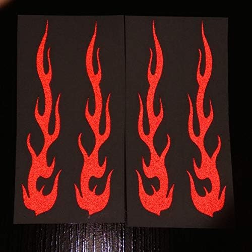 Red Hot Прът Flame Fire Tribal Ретро Светлоотразителни Стикери Стикер за Шлем Бастун под Наем 1 x5, 4 опаковки