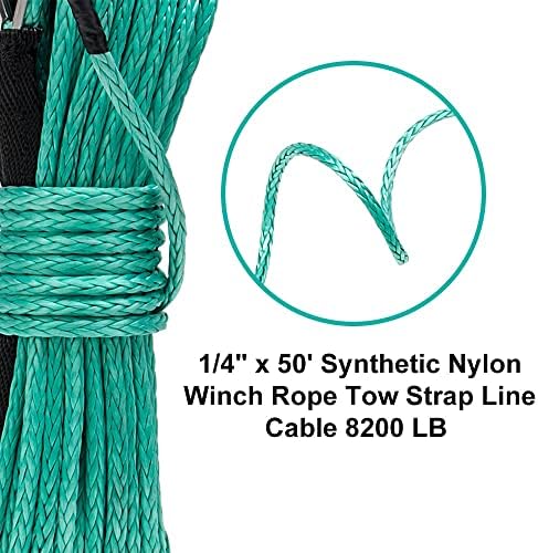 N/A Green Синтетичен Въжето за лебедката, Линеен кабел 6 mm x 15 m, Тежкотоварни 10000ibs Въжето С Черупки, автоаксесоари
