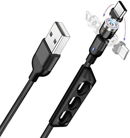 Кабел BoxWave, който е Съвместим с Gionee P15 - Кабел за зареждане от MagnetoSnap AllCharge, Кабел за зареждане от магнит USB Type-C Micro USB за Gionee P15 - Черно jet black
