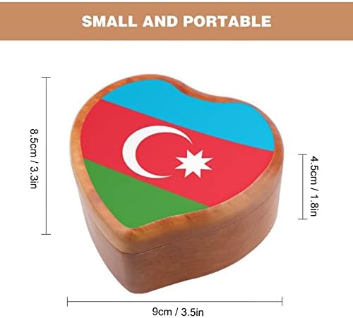 Флаг на Азербайджан Дървени Музикални Кутии Реколта Музикална Ковчег с Гравиран във формата на Сърце Подарък за Коледа, Свети Валентин, Годишнина, Рожден Ден