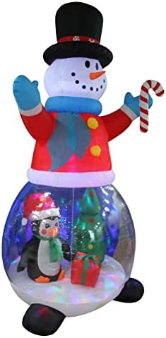 Комплект от две украса за Коледното парти, включва надуваем балон Снежен човек с височина 8 метра с коледна елха в кутия за подарък с пингвин и анимирани в елен на Дя