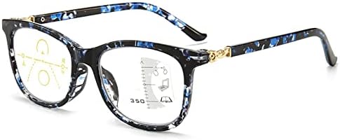 Постепенно Многофокусные Очила за четене, Безлинейные Мултифокална Ридеры, Блокер Синя Светлина Очила за Мъже и Жени (Цвят: