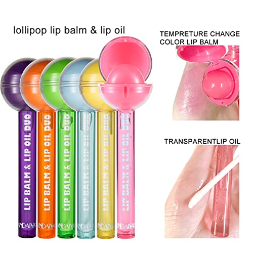 RILIMIOO Lollipop Сладък Балсам-Гланц за устни за момичета, Овлажняващ Масло PH блясъкът варира, Прозрачен Гланц,
