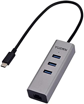 Метален 3-Портов хъб YUENN USB-C с адаптер Gigabit Ethernet, от USB-C до RJ-45, за преносими tablet PC конектор
