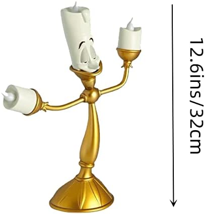 Лампа-канделябр Красавицата и Звяра Люмиер, 12,6-инчов Статуетка на Красавицата и звяра Люмиер, за украса на Сватбена маса и