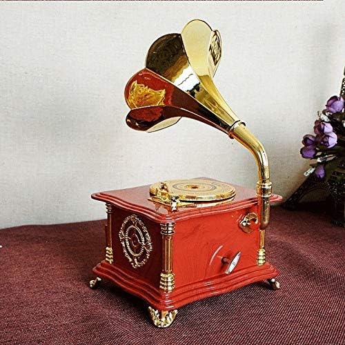 LKYBOA Ретро Червен инструмент е стар фонограф Музикална Ковчег Механизъм за подарък Кутия За Бижута Ръчна Музикална Ковчег