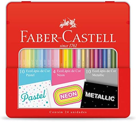 Комплект моливи Faber-Castell Пастел + Неон + Металик, EcoPencil, НАБОР/ЦВЕТОВЕ, 24 Цвята